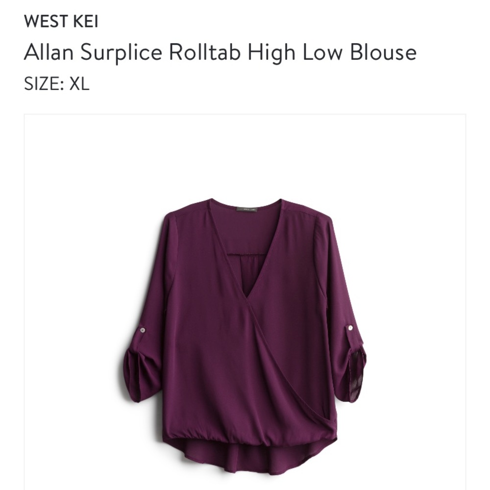 Allan Surplice Rolltab High Low Blouse